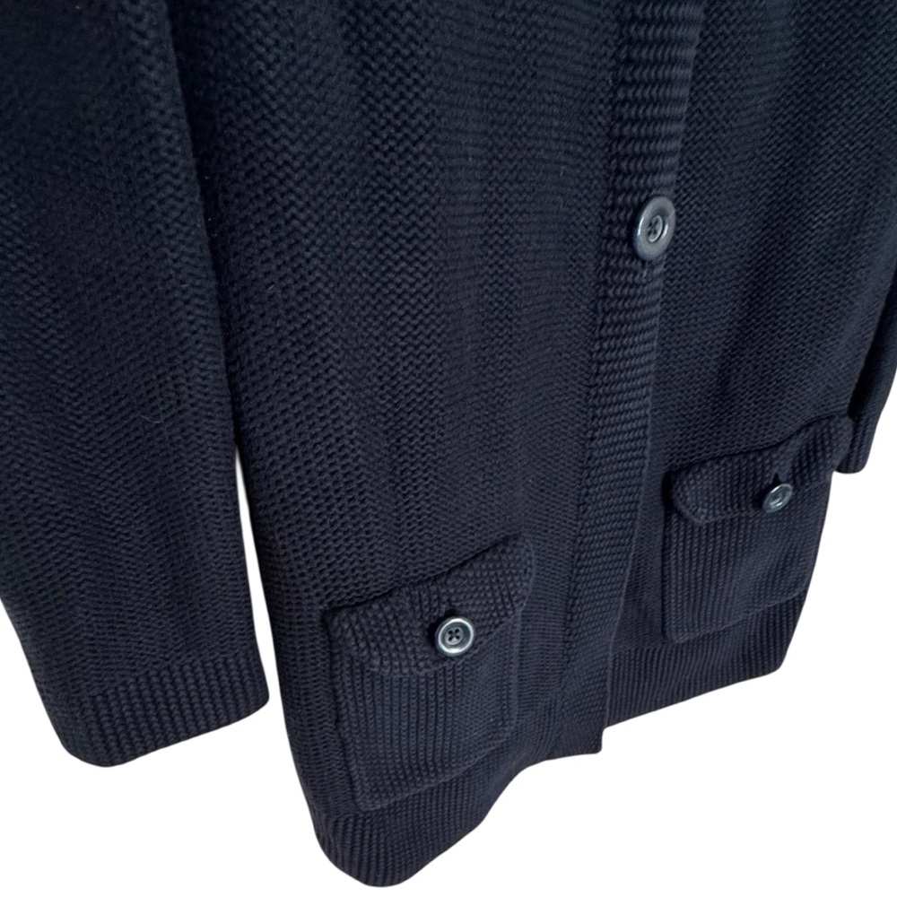 Tommy Hilfiger Dark Blue Heavy Knit Cardigan L Button Front Cotton Sweater - Picture 4 of 14
